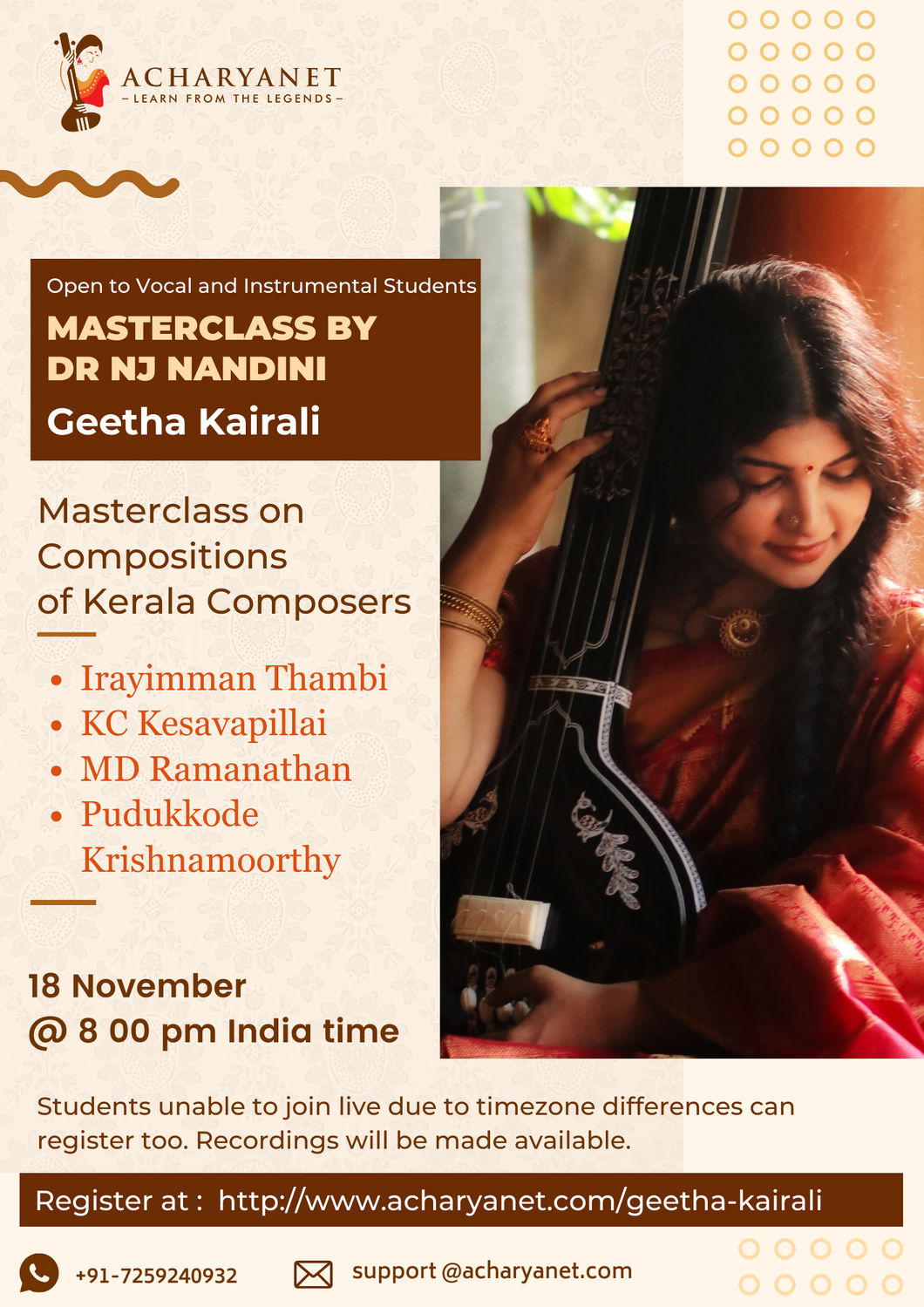 GEETHA KAIRALI : Masterclass by Dr NJ Nandini